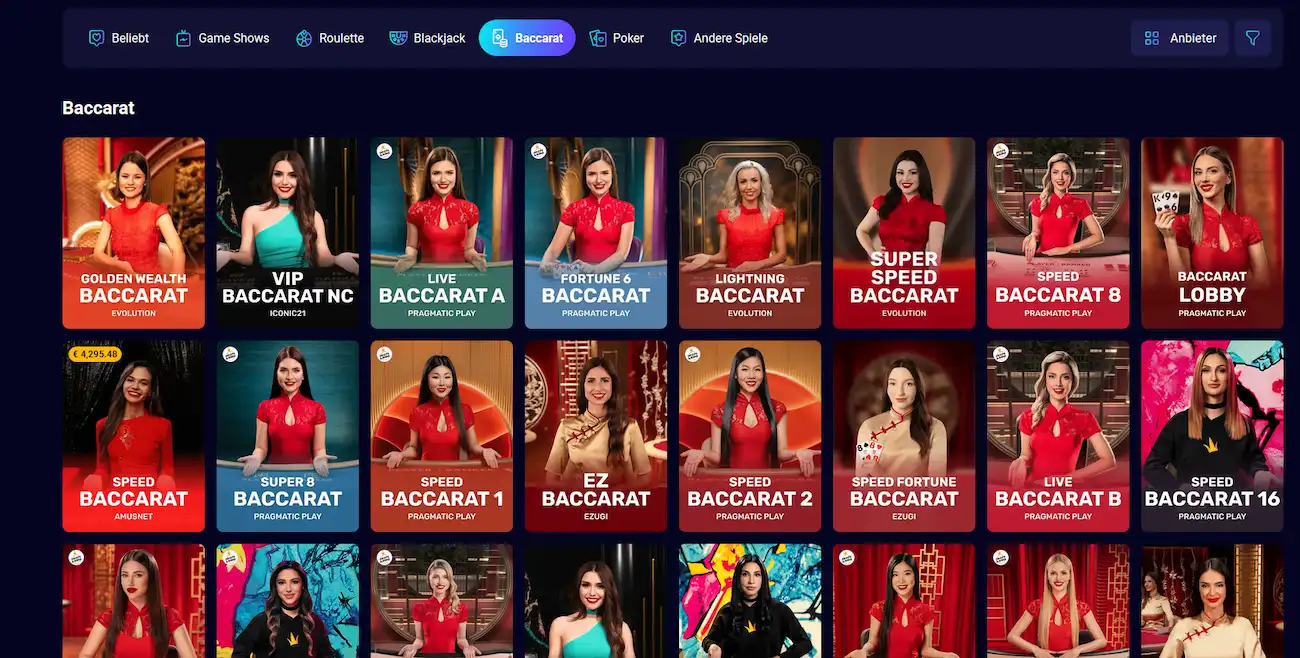 Live-Baccarat in der mobilen Spinjo App