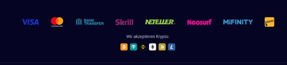 Einzahlungsmethoden im Kassenbereich von Spinjo Casino