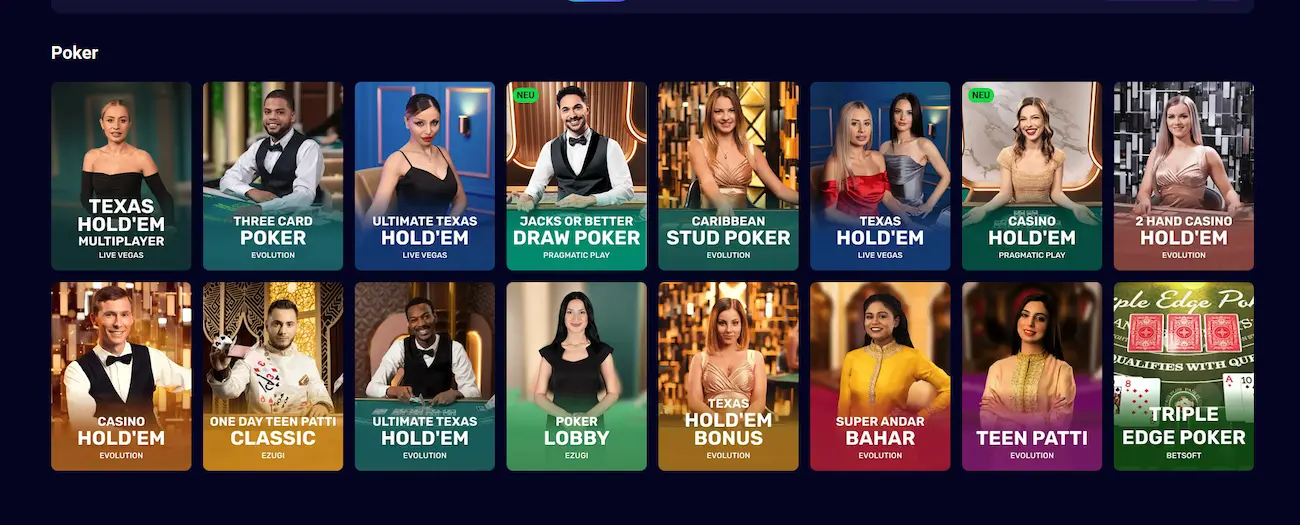 Poker-Tisch im Spinjo Casino