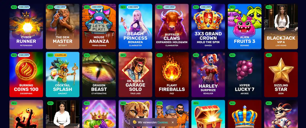 Video-Slot-Auswahl im Spinjo Casino